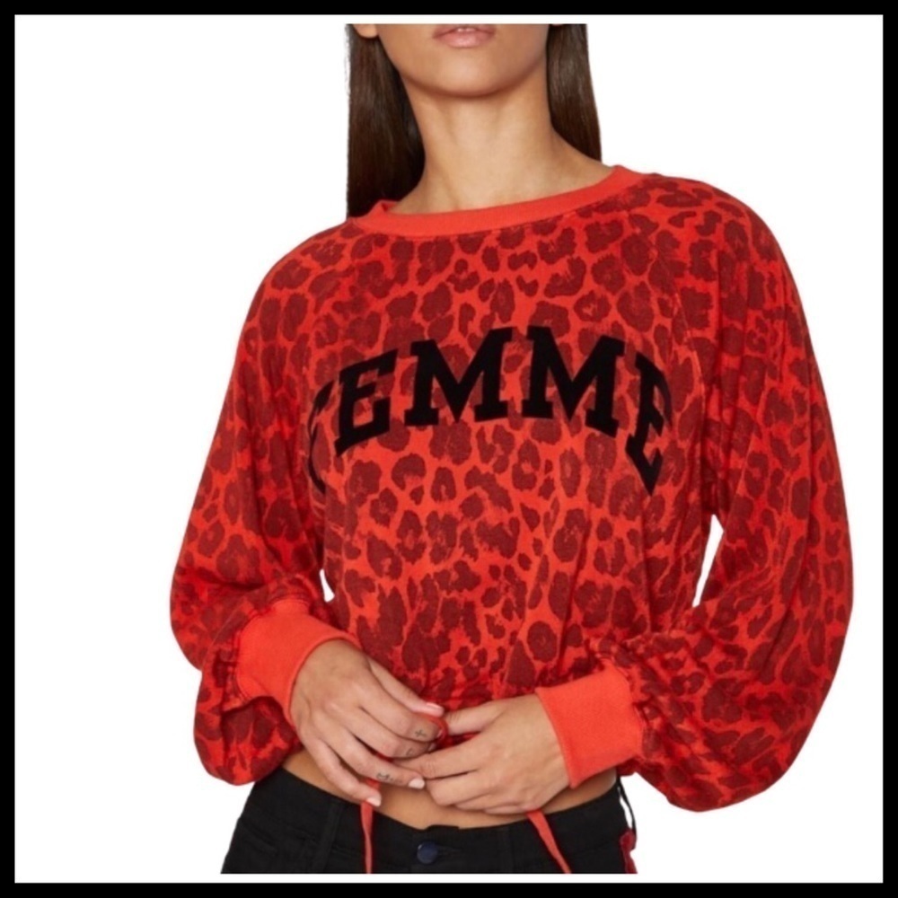 PAM & GELA Femme Leopard Cropped Sweatshirt